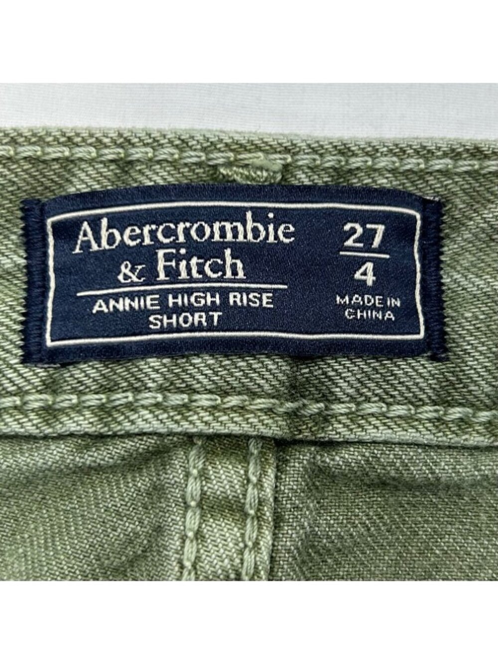 Abercrombie & Fitch Annie High Rise Women's 4/27 Olive Raw Hem Logo - Picture 3 of 15